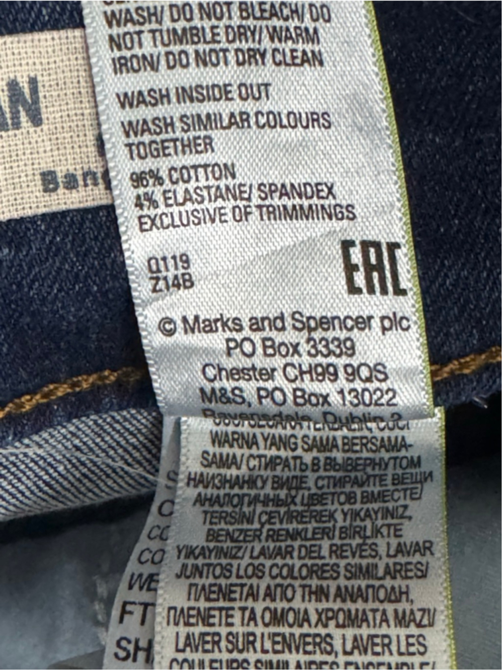 M&S Collection The Magic Jean Sculpt High Rise Straight Leg Jeans Size 12L - Picture 8 of 8